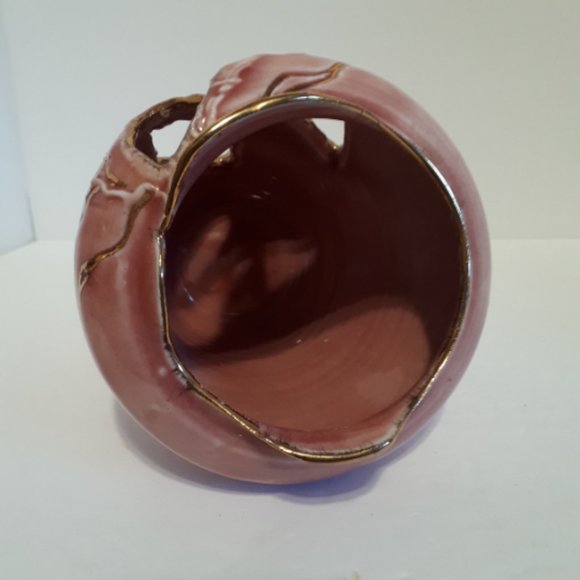 Jeanne St. Laurent Studio Pottery Vase New Brunswick Pink and Gold - Picture 2 of 7